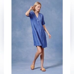 J. McLaughlin Rivera Dress Women’s Size S Blue Linen Button Front